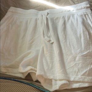 Cozy White Terry Cloth Women's Pajama Shorts